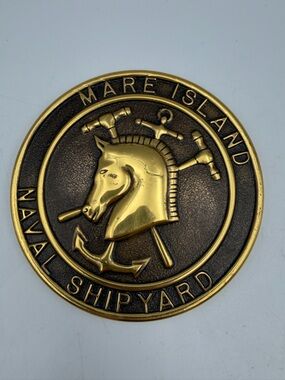 Brass Maritime Naval Crest Wall Plaque - Gold & Bronze